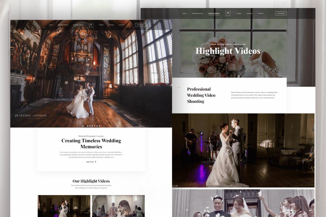 Website Design for Photography Services - JR Wedding by Pillars Media